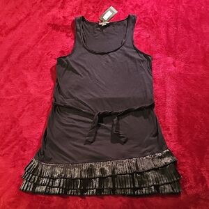 Armani Exchange Black Sun Dress with Ruffle Hem Size Large
